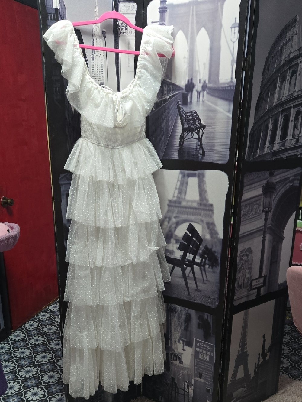 White Tiered Ruffle Maxi Dress - Elegant Women's Evening Gown
